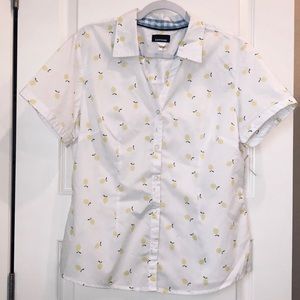 NWT Basic Editions | White 🍋 print ladies blouse